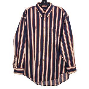 Vintage CHAPS Ralph Lauren Shirt Adult Large Blue White Striped Casual Button Up